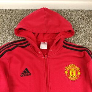 Manchester United Hoodie 2018 Adidas Full Zip Sweatshirt Red Mens Large